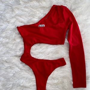 I.AM.GIA red sexy bodysuit one sleeve